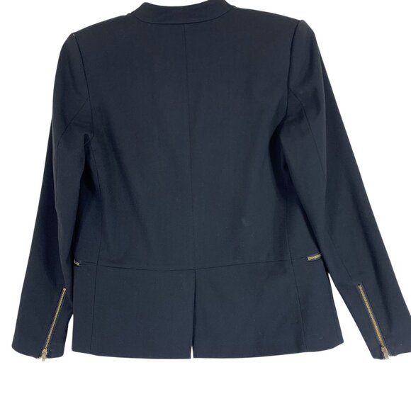 H&M Black Women's open front cropped Blazer with Gold Zipper Accents size 6 - Picture 3 of 13